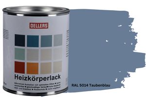 OELLERS Heizkörperlack DIY 1L RAL 5014 Taubenblau Heizungsfarbe Heizungslack Heizkörperfarbe