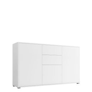 Mirjan24 Kommode Gesita K3D2SZ, Stilvoll Wohnzimmer Sideboard mit 2 Schubladen und Türen, Schlafzimmer Highboard, Kollektion (Farbe: Weiß)