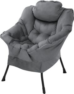 ML-Design Relaxsessel Anthrazit mit Armlehnen & Seitentasche, Loungesessel ergonomisch mit Kopfkissen