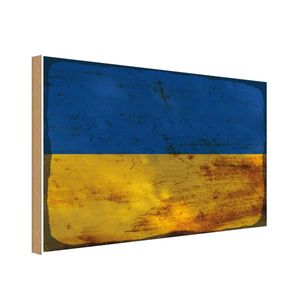 vianmo Holzschild Holzbild 18x12 cm Ukraine Fahne Flagge