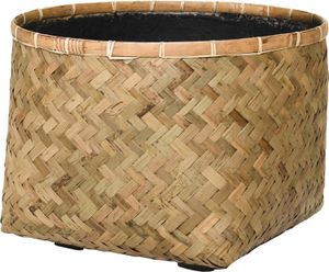 VIVANNO Blumentopf Bambus CISTELLA Rund, Natur geflochten - 48x36 cm