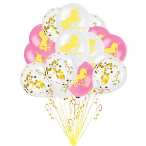 Oblique Unique Einhorn Konfetti Luftballon Set 15 Stk Kinder Geburtstag JGA rosa weiß