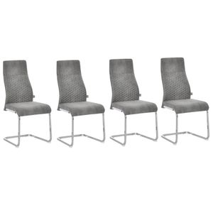 HOMCOM Židle do jídelny Sada 4 kuchyňských židlí s opěradlem Sedák Velvet-Touch Steel Grey 45 x 61 x 98 cm