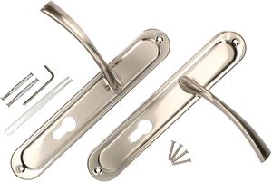 KOTARBAU® Türdrückerset 90mm PZ Langschild Nickel-Chrom Universal Modern