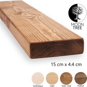 MoonTree | rustikales Wandregal aus Holz Ranas, 15x4.4x90cm, Dark Oak | Hängeregal, Regalboden, Wandregal Holz für Wohnzimmer, Küche & Flur