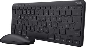 Trust Lyra Bluetooth Tastatur Maus Set Kabellos, QWERTZ-Layout, 84% Recyclingkunststoff, Wiederaufladbare Multi-Device Funktastatur mit Maus für PC, Laptop, Mac, iPad, Android, iOS – Schwarz