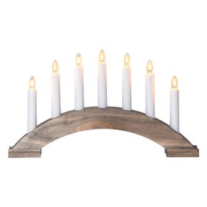 EGLO Lichterbogen Weihnachten mit 7 Kerzen, Fensterleuchter gebogen aus Holz in Braun, Schwibbogen mit Kabel, Weihnachtsbeleuchtung, E10, warmweiß