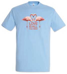 Urban Backwoods Love Is All You Need Flamingos T-Shirt, Größe:S