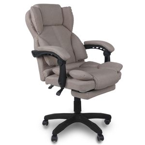 Schreibtischstuhl Bürostuhl Stoff Gamingstuhl Racing Chair Chefsessel mit Fußstütze, Farbe:Taupe