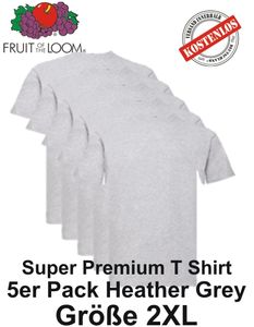 3er/5er/10er Pack Fruit of the Loom Super Premium T Shirt S M L XL 2XL 3XL 2XL Heather Grrey  5