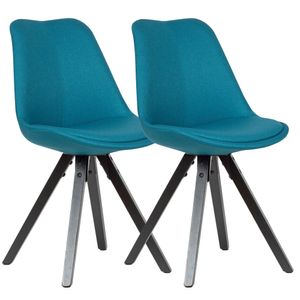 WOHNLING 2er Set Esszimmerstuhl Petrol mit schwarzen Beinen Stuhl Skandinavisch | Polsterstuhl mit Stoff-Bezug | Design Küchenstuhl gepolstert