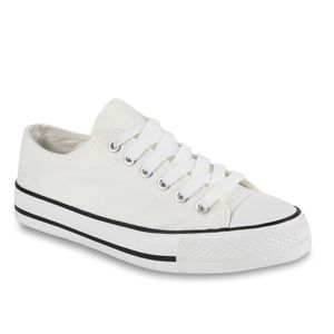 Mytrendshoe Damen Sneakers Sportschuhe 97316 Freizeit Stoffschuhe, Farbe: Weiß Creme, Größe: 36
