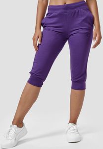 Damen 3/4 Trainingshose Capri Sweat Shorts Kurze Fitness Bermuda Hose Jogginghose Big Size Pants, Farben:Lila, Größe:L