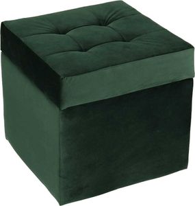 mg design Polsterhocker, 45x45 cm, Farbe Dunkelgrün – weicher Sitz, aufklappbar mit Stauraum (50l) hält einer Belastung von bis zu 100 kg stand