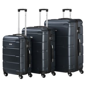 Sada kufrů Zelsius, 3 kusy, antracitová barva, tvrdý kufr ABS s kombinovaným zámkem a vnitřní přepážkou