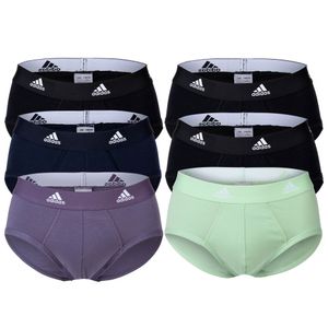 adidas Herren Slip, 6er Pack - Briefs, Active Flex Cotton, Logo Schwarz/Blau/Grün/Lila M