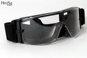 Motorradbrille Fliegerbrille Biker Oldtimerbrille schwarz mit klaren Gläsern