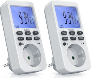 BEARWARE 2x Zeitschaltuhr programmierbar mit LCD Display Steckdosen Timer / max 3680W