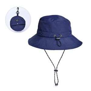 Bucket Hat Faltbarer Wasserdichter Sonnenhut Kordelzug Outdoor Sonne Fischer Strandhut Dschungel Wandern Boonie Hut Fischerhut Schnelltrocknend Mann Frauen (Marineblau)