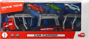 Dickie Toys 203745008 Car Carrier, Autotransporter für 3 Autos, inkl. 3 Spielzeugautos, 2 verschiedene Ausführungen, Länge 28 cm, für Kinder ab 3 Jahren