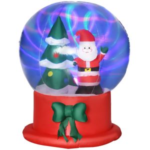 Outsunny 150 cm Aufblasbare Weihnachtsdekoration mit Weihnachtsmann und Weihnachtsbaum in der Kristallkugel Weihnachtsdeko Wasserdicht mit LED Licht inkl. Gebläse IP44