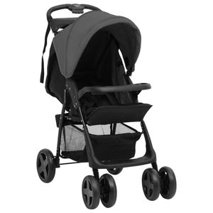 HOMMIE 2023| 2-in-1 Kinderwagen Dunkelgrau und Schwarz Stahl - FurnitureGermany - HOMMIE