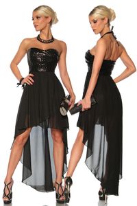 Atixo Damen Abendkleid mit Pailletten Bandeau-Kleid Partykleid , Größe:S/M, Farbe:Schwarz