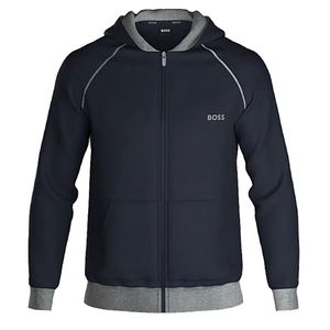 BOSS Loungewear-Jacke Zip Kapuze Regular-Fit elastische Baumwolle Blau XL