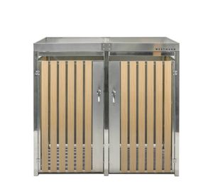 Westmann Metall Mülltonnenbox, Mülltonnenverkleidung für 2 Mülltonnen, 240 l inkl. Pflanzkastendach silber 134 x 84 x 125 cm (B x T x H)