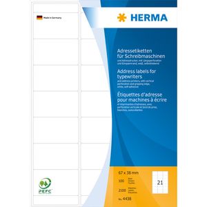 HERMA Adress Etiketten 67 x 38 mm Ecken abgerundet weiß 2.100 Etiketten