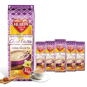 HEARTS Chai Latte Pulver 5 x 1kg  Instant Tee-Getränk Großpackung für ganze Familie