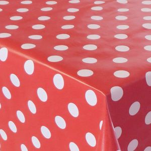 PVC Tischdecke Dottie rot Punkte weiss Wachstuch · Breite & Länge wählbar · abwaschbare Tischdecke , Größe:130 x 170 cm