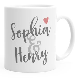 personalisierte Kaffee-Tasse mit Namen und Herz personalisierte Geschenke Liebe Hochzeit Valentinstag SpecialMe® weiß Keramik-Tasse