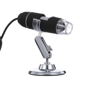 Tragbares Digitalmikroskop 50X bis 1000X Zoom HD-Mikroskop 3 in 1 USB-Lupe 8 LED-Leuchten Schwarz