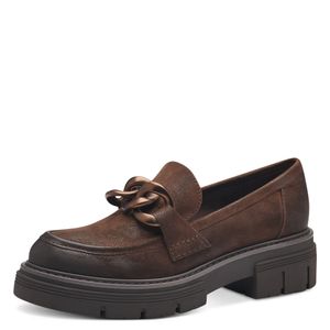 MARCO TOZZI Damen Slipper College Loafer Kettendetail Plateau 2-24705-41, Größe:37 EU, Farbe:Braun