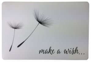 Schreibtischunterlage ' Make a wish ' weiß mit schwarzer Pusteblume  40 x 60 cm abwischbar