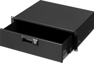 kwmobile 19 Zoll 3U Serverschrank Fachboden - Server Rack Schublade - verschließbare Rackschublade mit Schlüssel - 19 Inch Boden für Schrank oder Rack