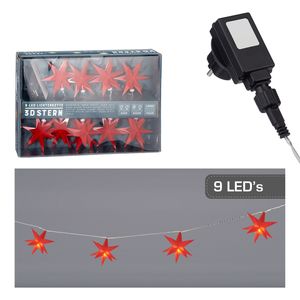 Lichterkette Rot 9 LED 3D Sterne 740 cm