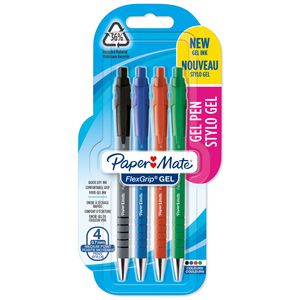 Paper Mate FlexGrip Gelstifte | 0,7 mm | schwarze | blaue | rote & grüne Tinte | 4 Stück