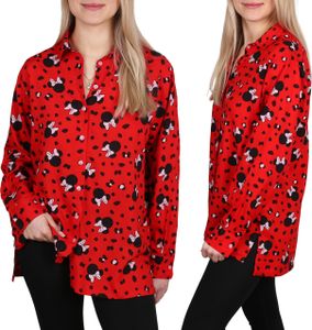 Minnie Mouse DISNEY Rotes langärmeliges Damenhemd 100% VISCOSE M Minnie Mouse DISNEY Rotes langärmeliges Damenhemd 100% VISCOSE M