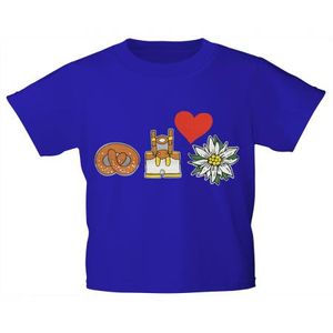 Kinder-T-Shirt mit Print - Brezel, Lederhose, Edelweiß - 08609 royalblau - Gr. 86-164 Größe - 86/92