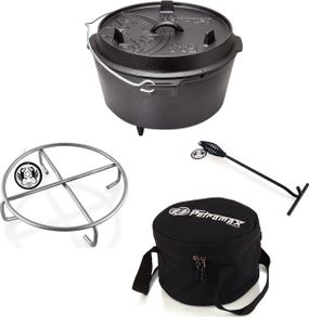 Petromax Feuertopf-Set ft9 mit Füßen 7,5 Liter Untersetzer, Tasche, Deckelheber