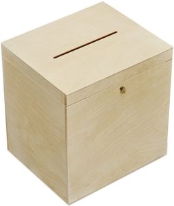 Creative Deco Holzkiste mit Deckel Geldgeschenke Hochzeit Holzbox | 29 x 25 x 30 cm | mit Schloss und Schlüssel Geschenkkarten Box Geldbox Briefbox | Unlackiert Kasten | Ideal für Lagerung