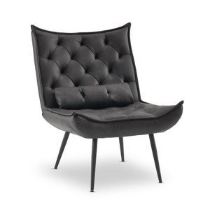 MCombo moderner Sessel Relaxsessel für Wohnzimmer, mit Taillenkissen, Retro Vintage Lesesessel Loungesessel Stuhl Polstersessel, Kunstleder,4778-1 (Dunkelgrau)