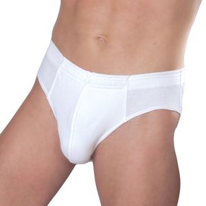 HERMKO 3300 Herren Slip aus 100% Baumwolle, Sportslip ohne Eingriff mit weichem Bund für Männer, Größe:D 6 = EU L, Farbe:weiß