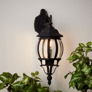 BRILLIANT Außenwandleuchte Istria | klassische Outdoorleuchte | Aluminium/Glas | schwarz | IP23 | regengeschützt | 1x E27 max. 60 W