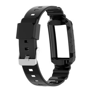 Armor Integrated Armbanduhr Uhrenarmband Armband Gürtel für Fitbit Charge 5/4/4SE/3/3SE（Schwarz）