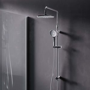 Duschset Brauseset Duschsystem ohne Armatur, Regenduschset 24cm Kopfbrause Rund Handbrause Duschsäule Dusche AM.PM, Chrom