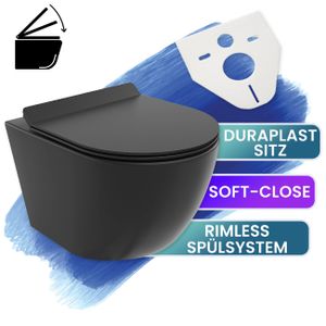 WC-Toilette: Schüssel Schwarz mit Klosettsitz Slim Soft-Close | BADLAND ROLO