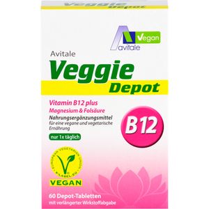 Veggie Depot Vitamin B12 + hořčík + kyselina listová, 60 St TAB